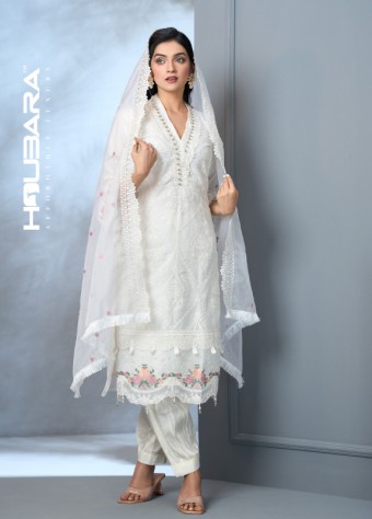 Organza White Embroidered Salwar Kameez price in bangladesh